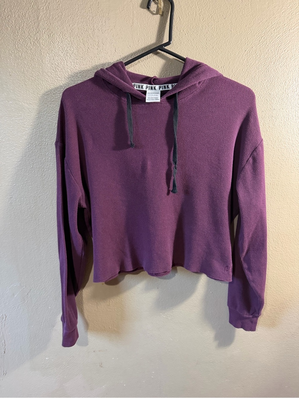 Victoria's Secret PINK Plum Waffle-Knit Cropped Hoodie